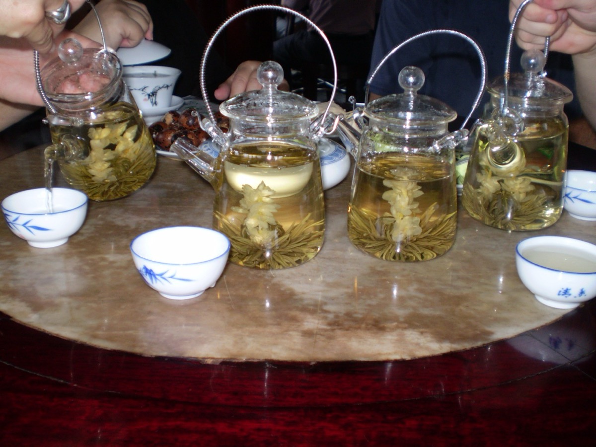 Jasmine tea leaves and flowers